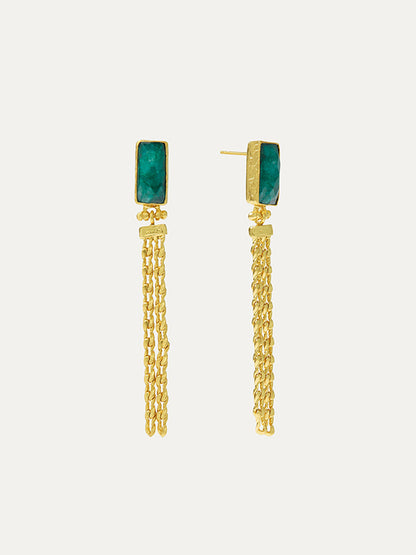 Everly Emerald Chain Drop Earrings