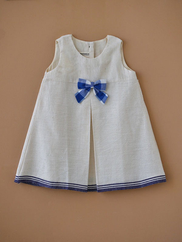 Organic Kora Frock With Blue Check Bow