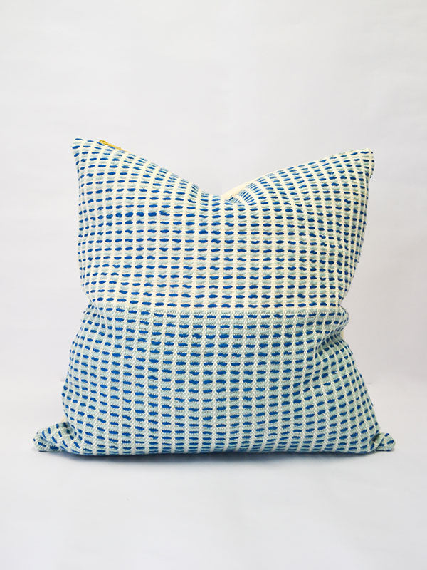 blue organic cotton handwoven cushion