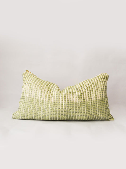 organic cotton textured green bolster cushion