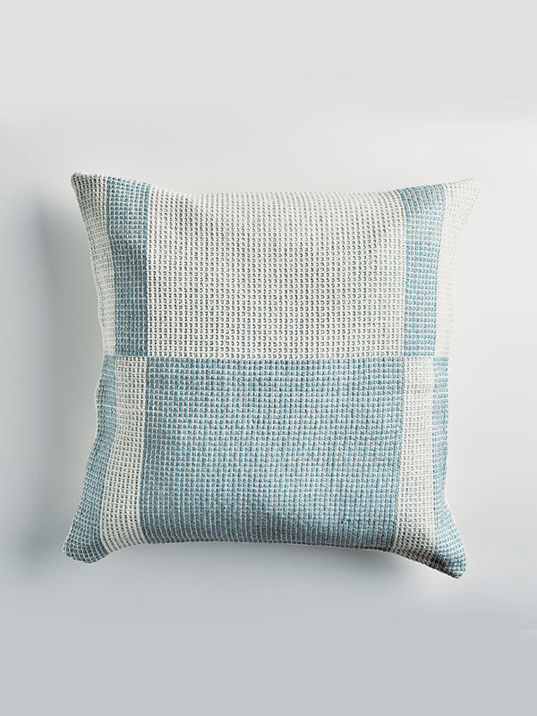 organic cotton blue check cushion