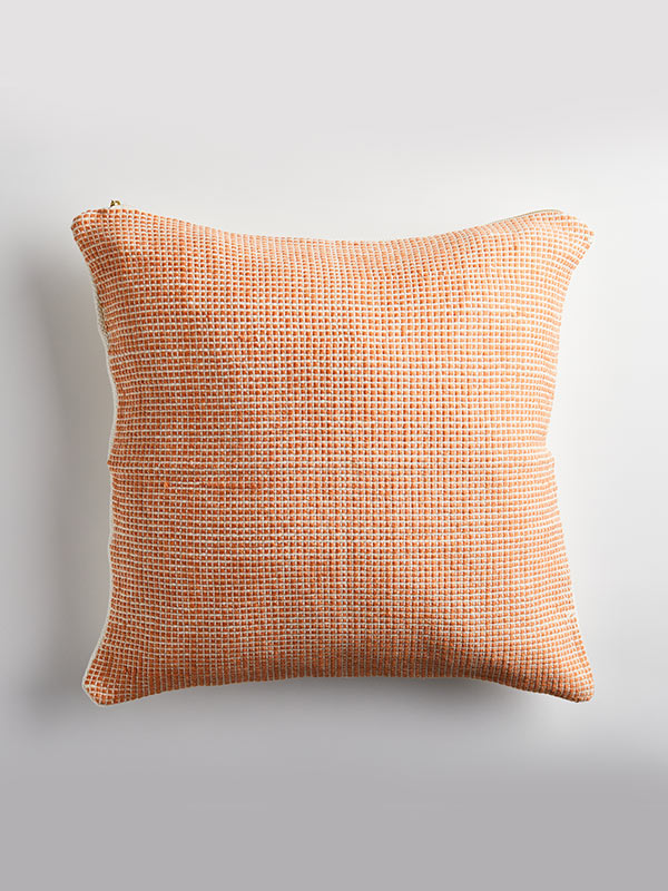handwoven orange organic cotton cushion