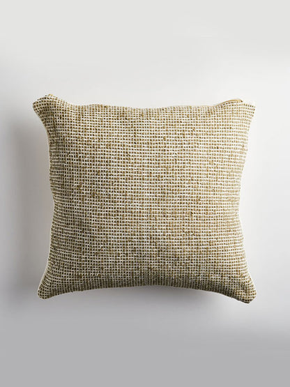 handwoven textured green square cushion
