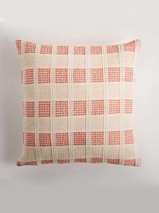 textured check organic cotton cushion