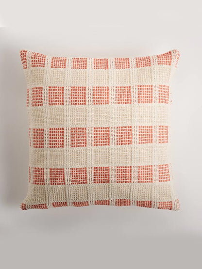 textured check organic cotton cushion