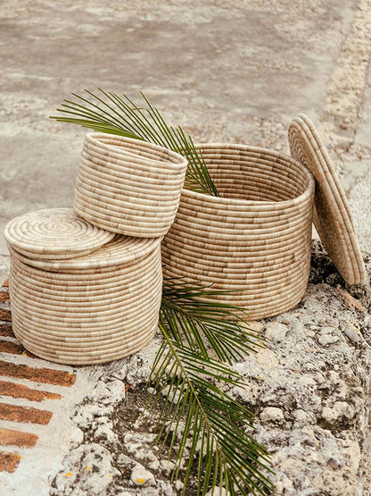 Morenas Natural Lidded Storage Basket