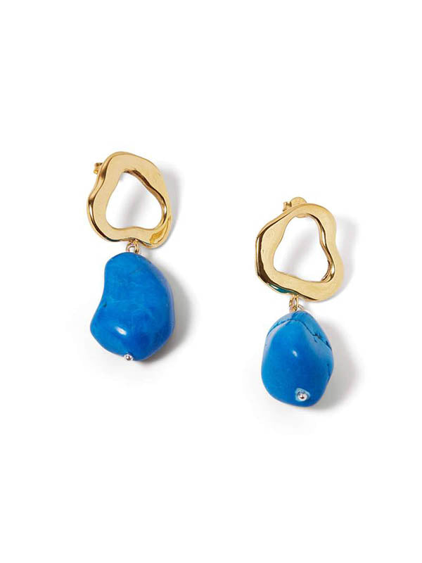 Turquoise Organic Brass Earrings