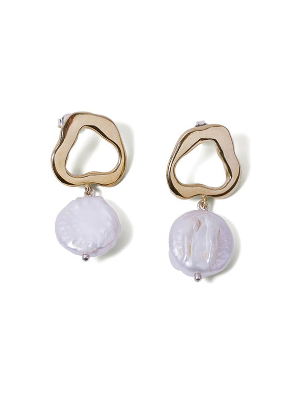 Darling Pearl & Brass Organic Earrings