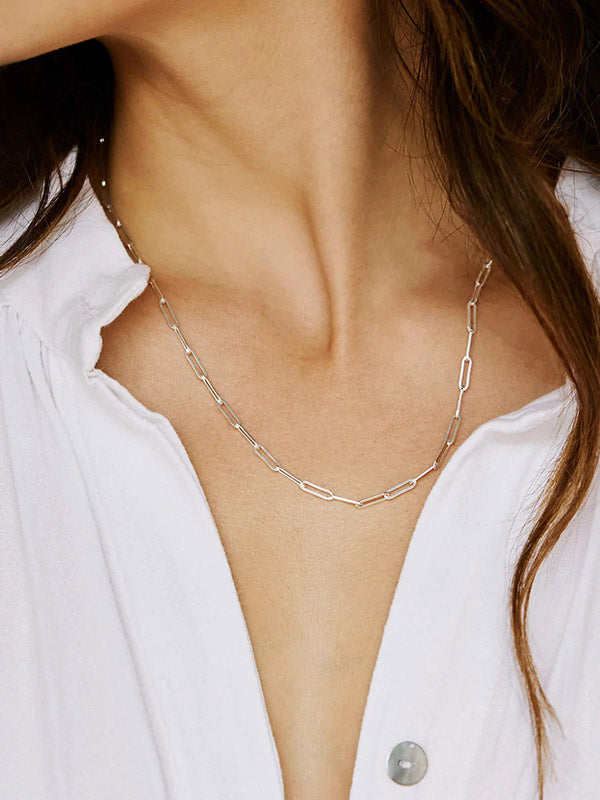 Silver Paperclip Chain Necklace