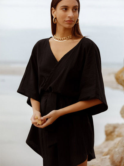 Alya Short Black Wrap Dress