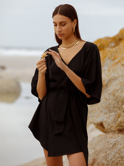 Alya Short Black Wrap Dress