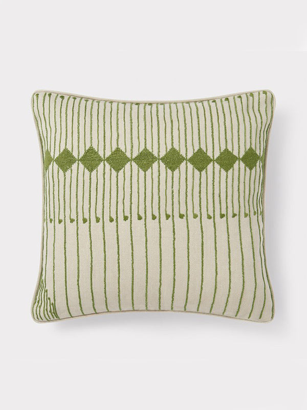 striped embroidered square cushion