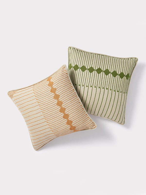 timeless striped embroidered cushions
