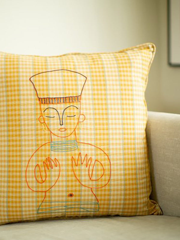 Queen Zenobia Yellow Embroidered Cushion