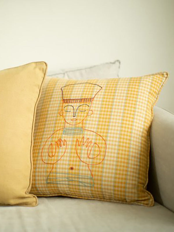 Queen Zenobia Yellow Embroidered Cushion