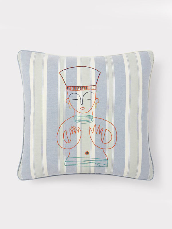 Queen Zenobia Blue Embroidered Cushion
