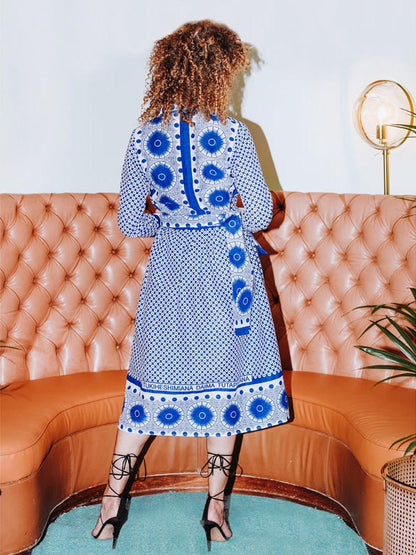 Sama East African Blue Print Dress