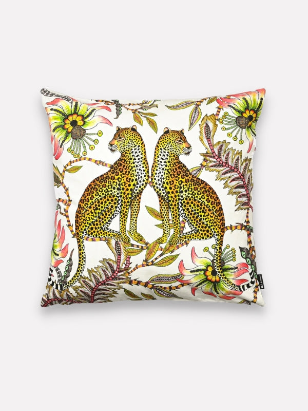 cheetah and floral printed cushion