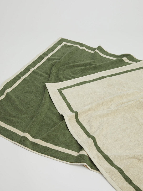 THE CLASSIC Towel - Ecru & Green